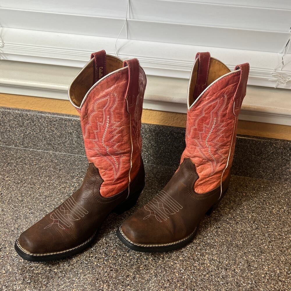Caballo Dorado Womens US 6.5 Mexico 23.5 Pink Brown Leather Cowboy Weatern Boots